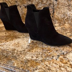 Via Spiga can see black, suede, wedge bootie
